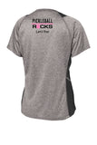 Heather Gray and Pink Dri Fit Ladies Short Sleeve Shirt