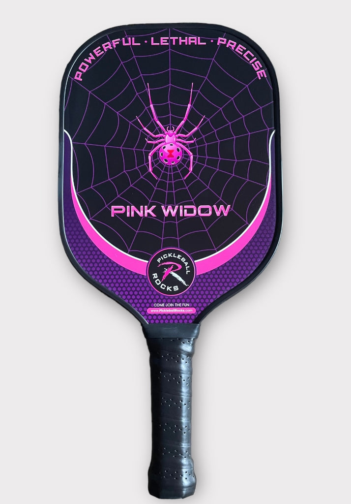 Pickleball Rocks "PINK WIDOW" 16mm Carbon Fiber Paddle Pickleball