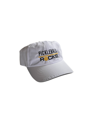 White Pickleball Rocks Unstructured Polyester Hat