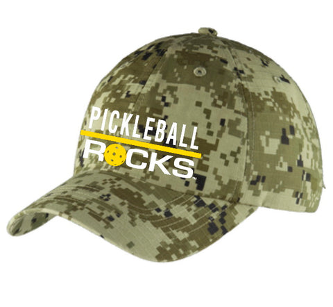 Green Digital Camo Pickleball Rocks Unstructured Hat