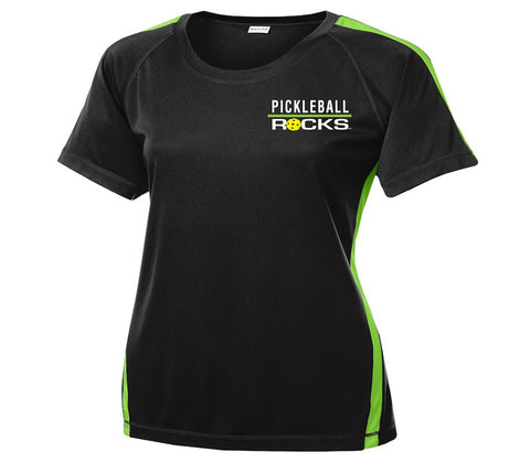 Ladies Black Dri Fit With Lime Green Trim
