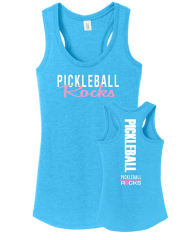 Ladies Pickleball Rocks Turquoise Tank