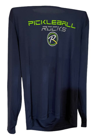 Pickleball Rocks Navy Tesla Font Logo'd Long Sleeve Men’s Dri-Fit