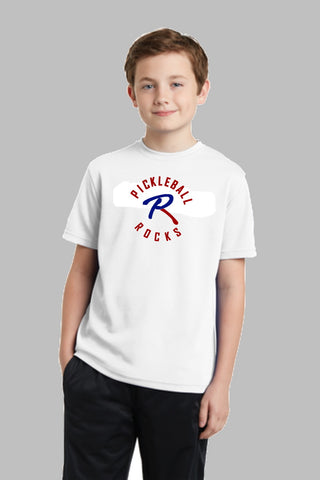 Pickleball Rocks Dri Fit Tshirt - Youth White