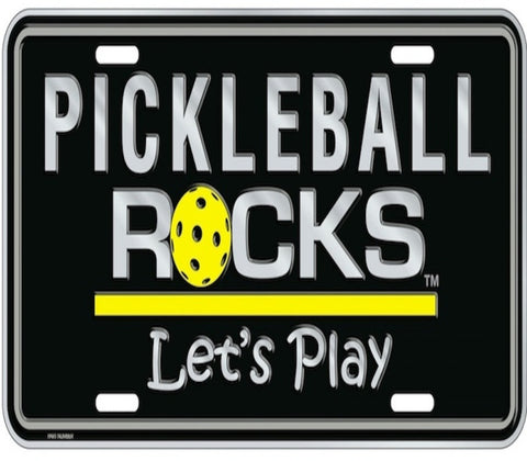 Pickleball Rocks Black License Plate
