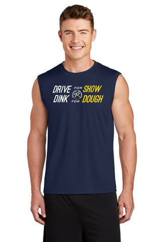 Drive For Show, Dink for Dough - Mens Navy Dri Fit Muscle Shirt Dri Tank Top
