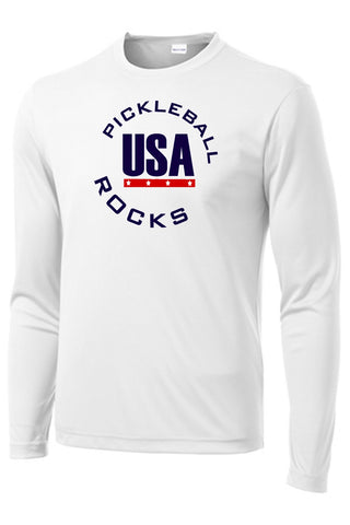 USA Pickleball Rocks White Long Sleeve Shirt