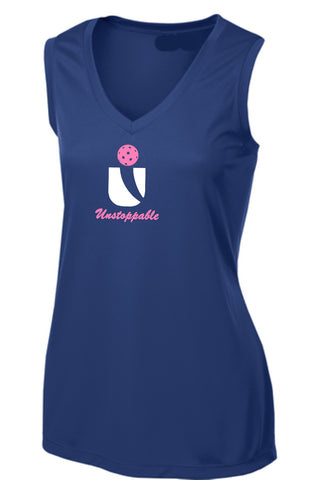Unstoppable Pickleball - Ladies Ultra Sleeveless Dark Blue Tshirt