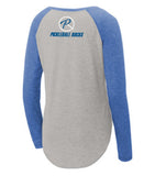 Unstoppable Pickleball - Womens Heather Grey and Blue Long Sleeve Shirt