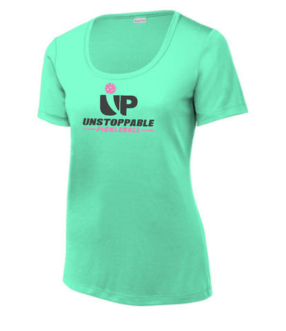 Unstoppable Pickleball - First Edition Ladies Bright Seafoam Boat Neck Shirt