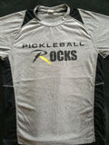 Mens Heather Gray with Black Pickleball Rocks Dri Fit Shirt
